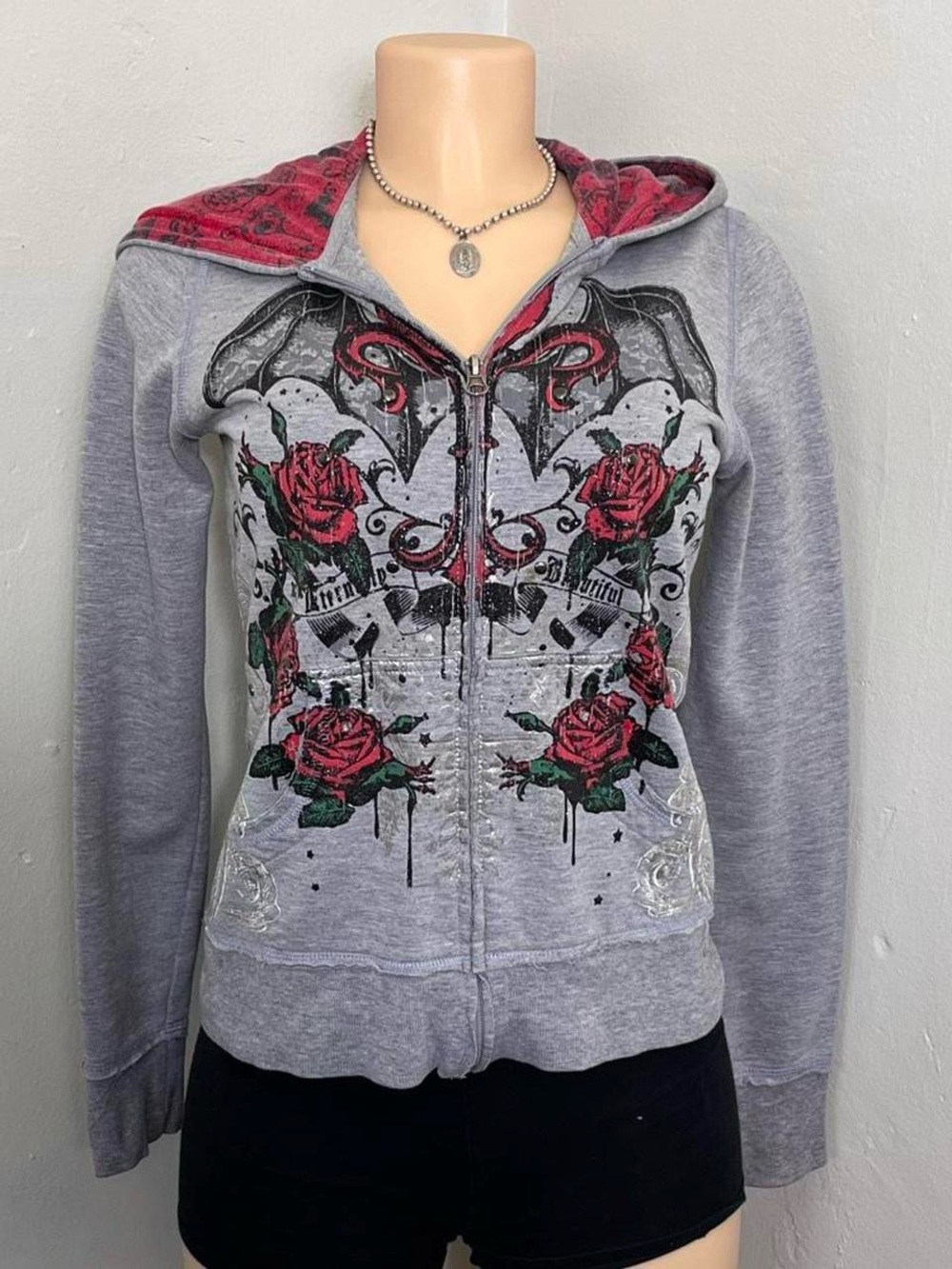 Wet Seal Red Hoodie with Black Star Print